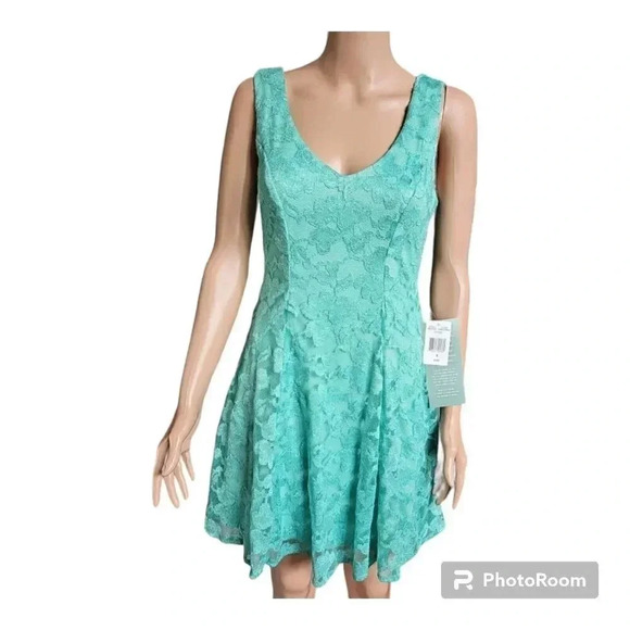 B.Smart Size 5 Mint Green Lace Overllay Fit Short Formal Evening Prom Dress - Picture 14 of 16
